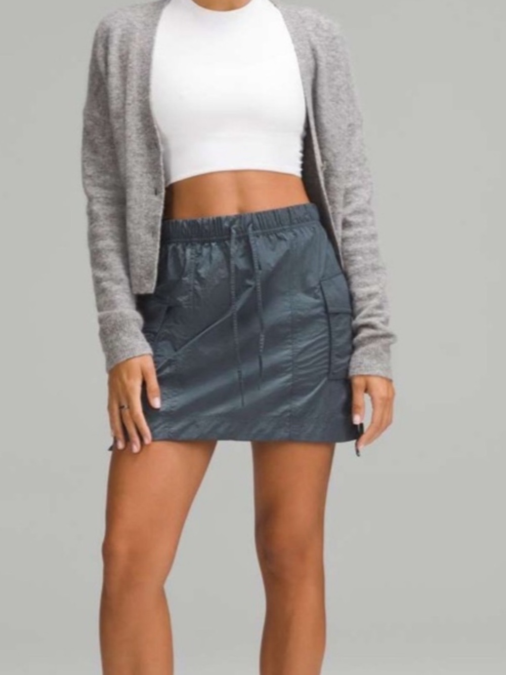 Lululemon Nylon Cargo High-Rise Mini Skirt (Oil Grey) Size L NWT